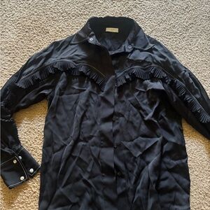 Sandro Rafi Western Black Button Long Sleeve Shirt